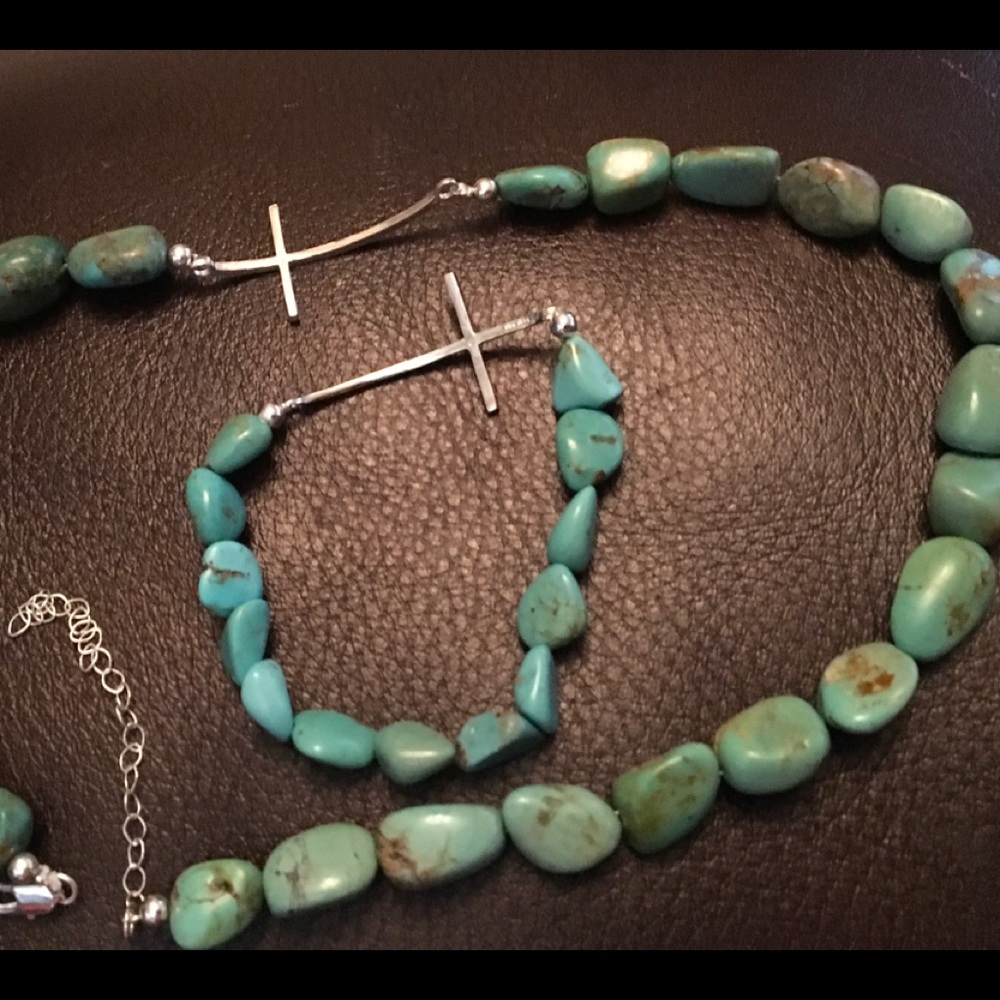 Turquoise and sterling necklace and bracelet